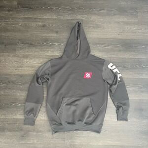 Mens Small UFC Pullover HOODIE‎ Gray Kangaroo Pocket Vtg LOG GRAPHIC SWEATSHIRT